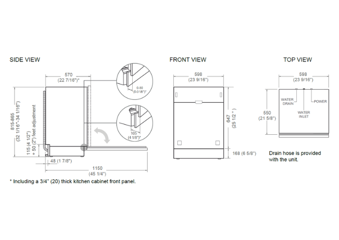 60 cm Built-in Panel Ready Dishwasher with Door on Door Hinges | Bertazzoni